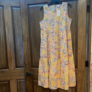 J Crew Factory Floral Multicolor Sleeveless Midi Dress SZ 4